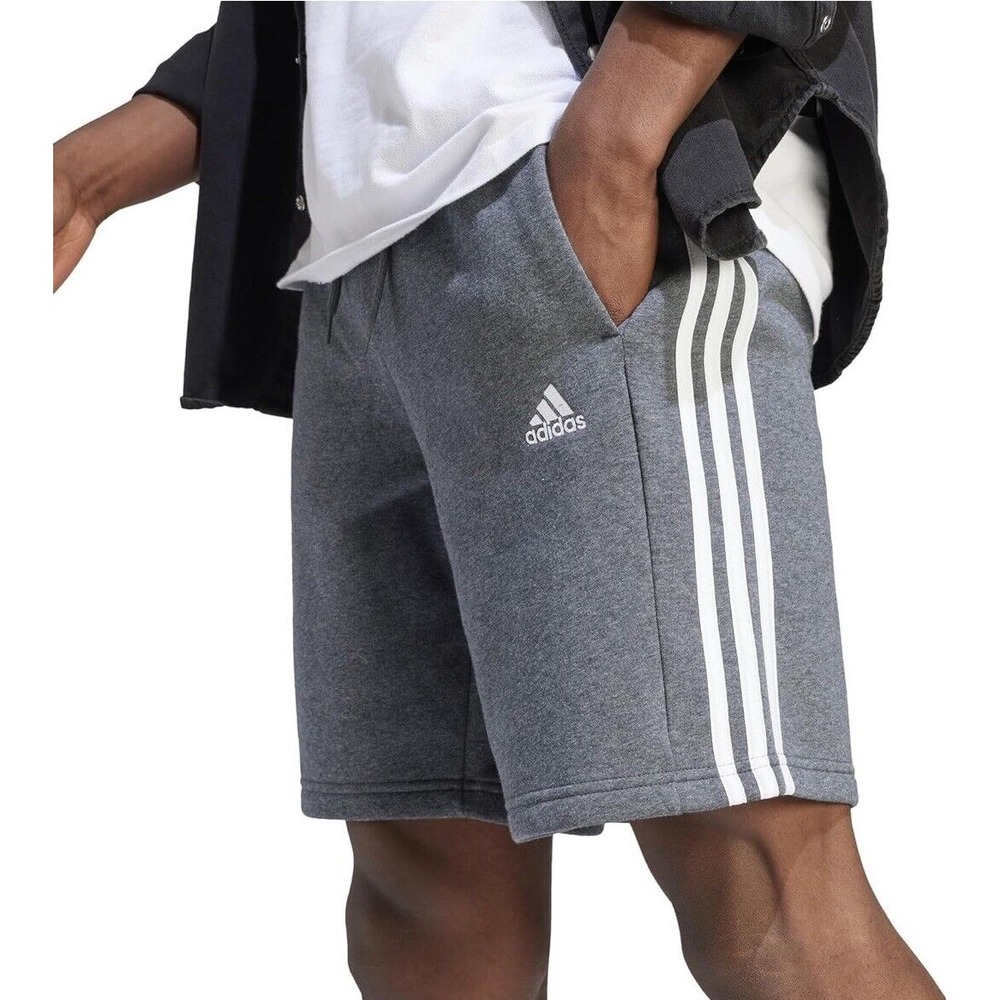 Adidas Mens Fleece 3-Stripes Shorts  Dark Grey Heather 2XL Tall Gym Athletic NWT - Picture 3 of 4